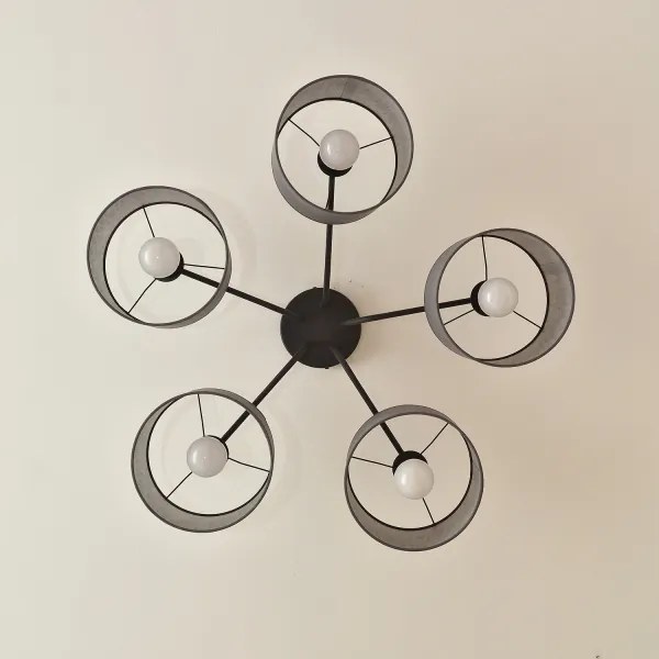 Prisadený luster ALBA 5xE27/15W/230V sivá