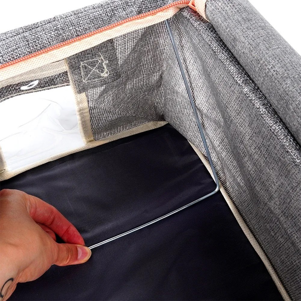 VILDE Látkový pevný box na uskladnenie textilu, sivý PILLOW 95 x 45 x 16 cm (68l)