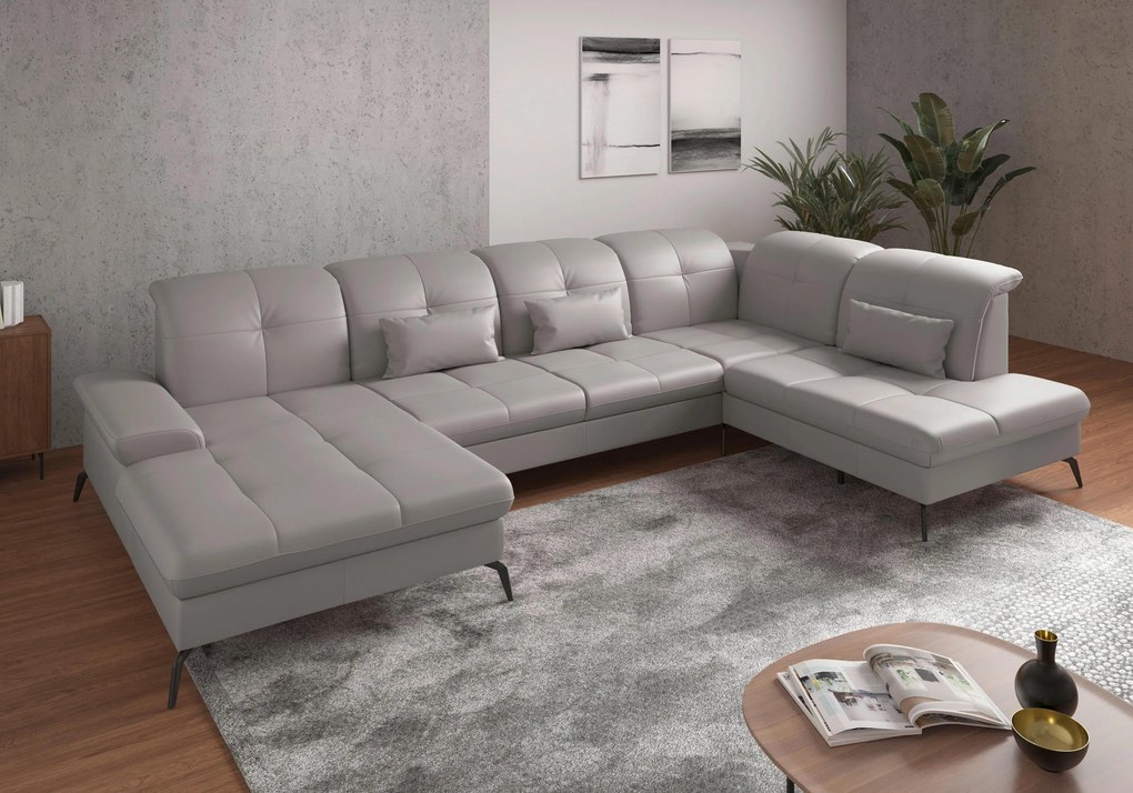 XXXLutz SEDACIA SÚPRAVA, textil, koža, svetlosivá Sit & More - Sedačky - 00014401176B