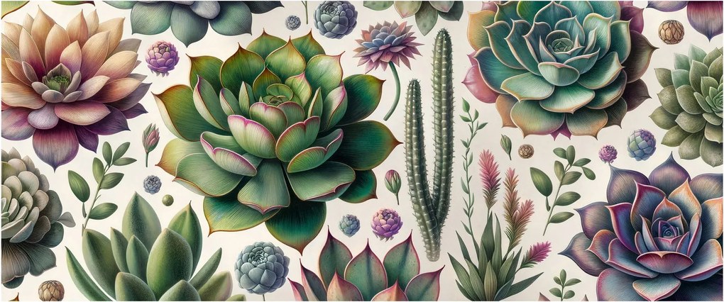 Obraz - Sukulenty (120x50 cm)