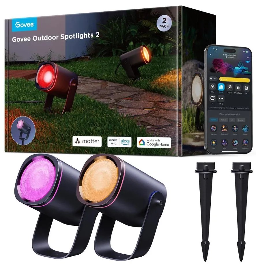 Govee - LED RGBWW Stmievateľný reflektor LED/12W/230V IP67 2700-6500K Wi-Fi