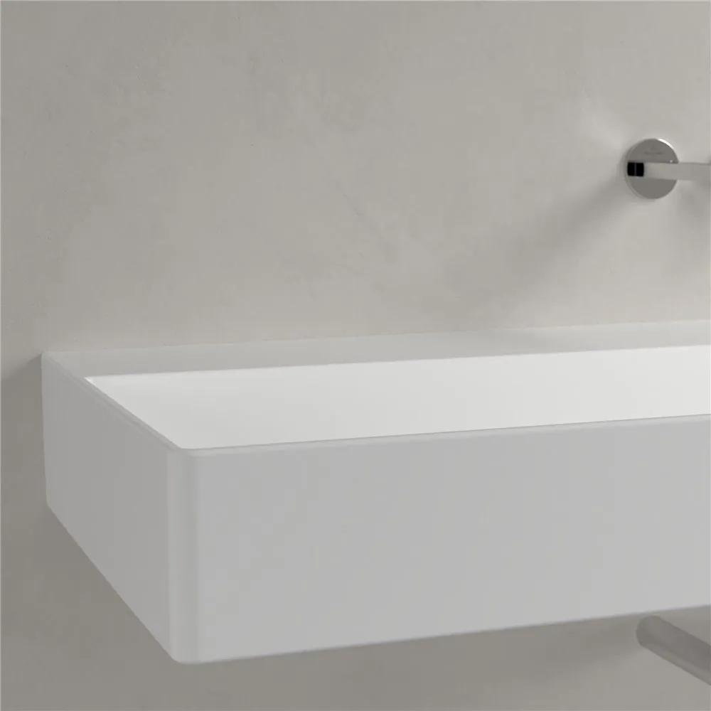 VILLEROY &amp; BOCH Memento 2.0 závesné umývadlo bez otvoru, bez prepadu, 1200 x 470 mm, Stone White, s povrchom CeramicPlus, 4A22C3RW