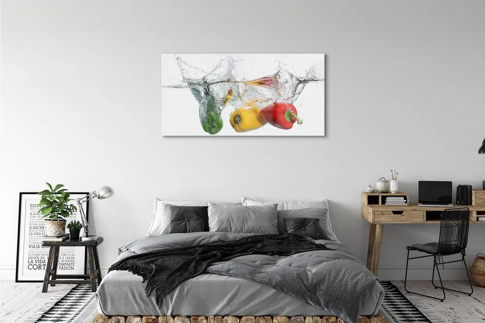 Obraz plexi Farebné papriky vo vode 125x50 cm