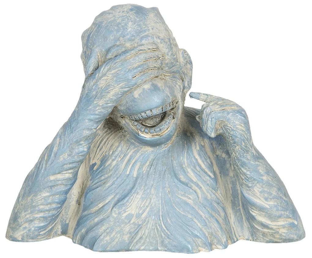 Modro-krémová dekorácie smejúci sa opice Singe - 24 * 11 * 19 cm
