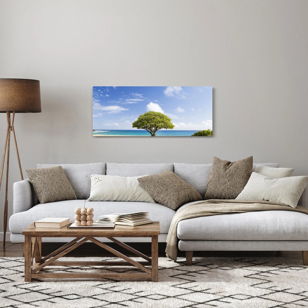 Obraz pláže so stromom (120x50 cm)