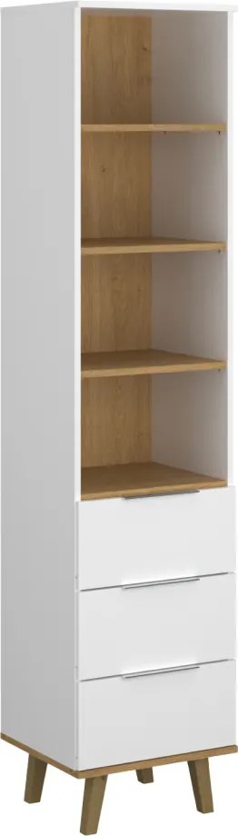 Otvorený regál 3S, biela/dub kamenný, NEPU