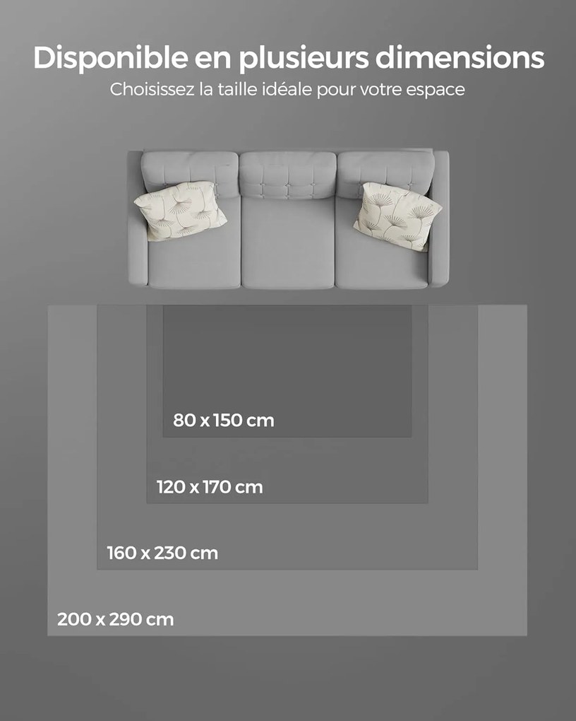 Koberec, 120 x 170 cm, protišmykový, možno prať v práčke, antracitovo sivý