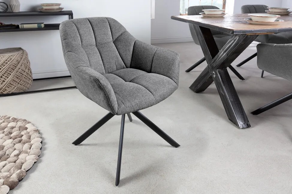 Dizajnová otočná stolička Papillon tmavošedá štrukturovaná látka