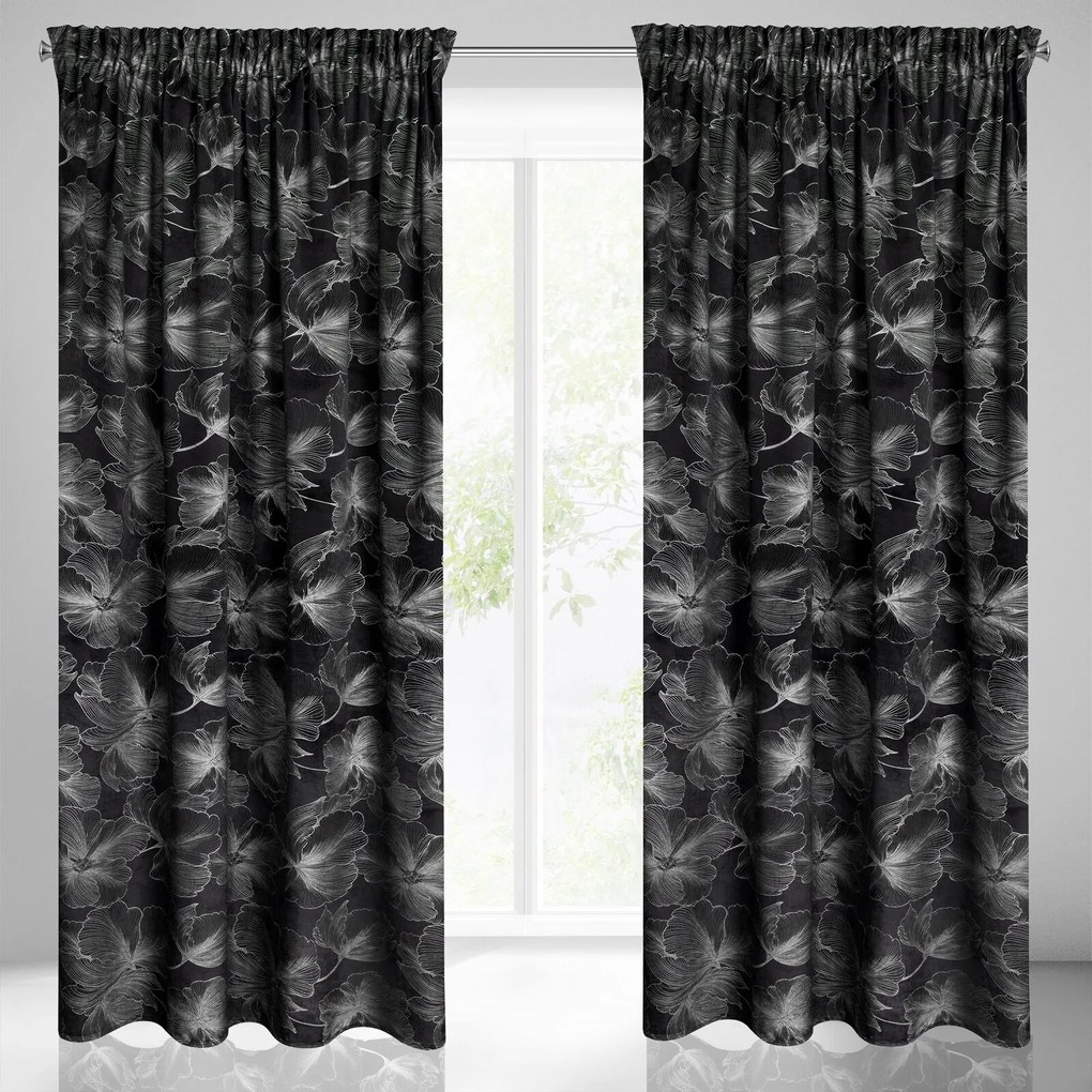 ZATEMŇOVACÍ ZÁVES NA PÁSKE STELLA 140X300 CM KVETY