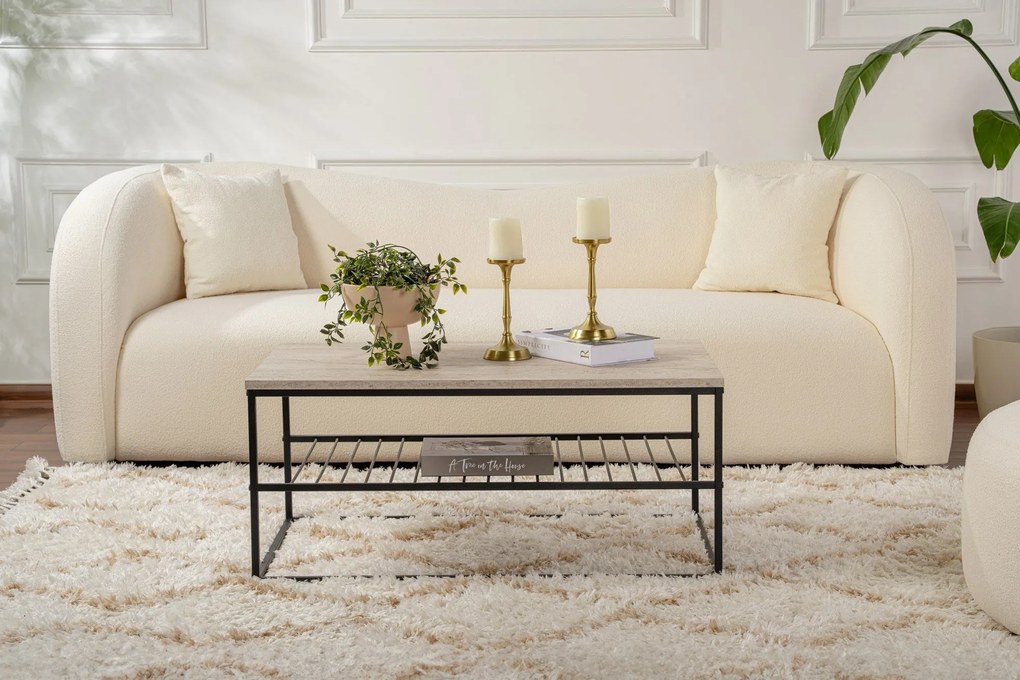 Konferenčný stôl Asude - Black, Travertine