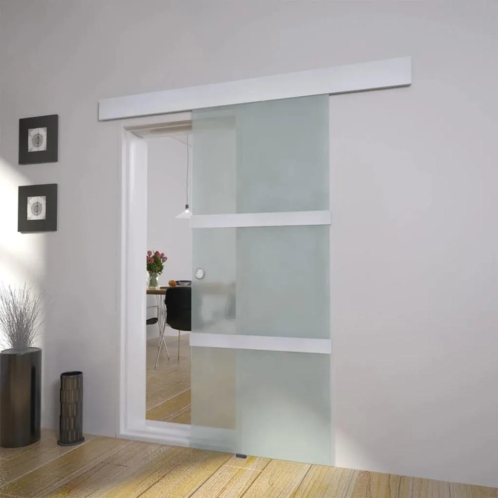 Posuvné dvere, sklo a hliník 178 cm, strieborné