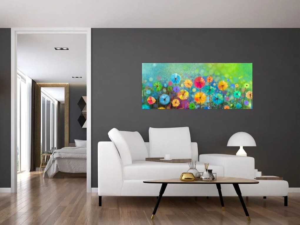 Obraz - Abstraktné kvety (120x50 cm)