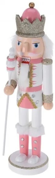 Ružový luskáčik so žezlom 36 cm