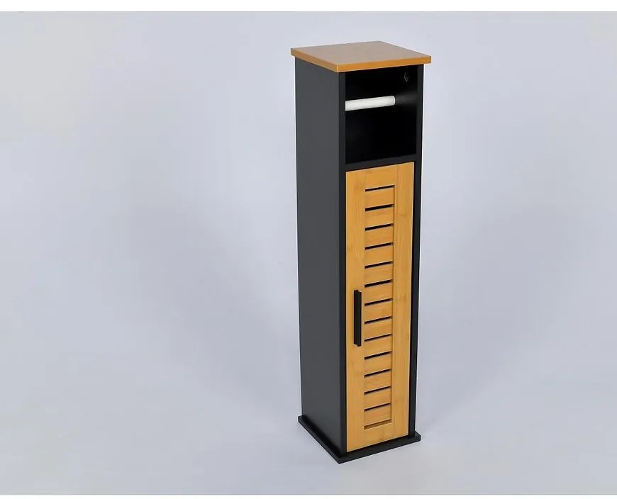 Skrinka na toaletný papier čierna/dub