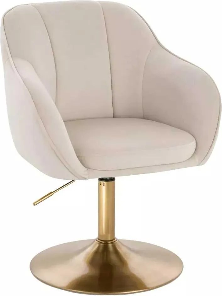 LuxuryForm DESIGN Stolička AVOLA VELUR na zlatom tanieri - krémová
