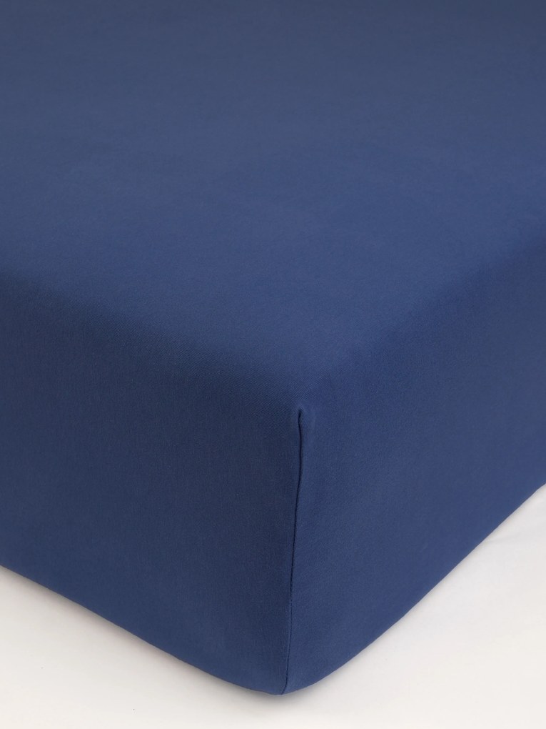 Jersey plachta s elastanom Deluxe 140 × 200 cm – tmavomodrá