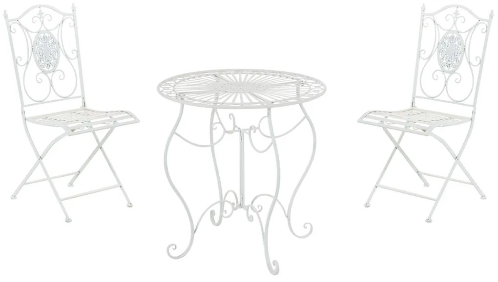 Súprava kovových stoličiek a stola Aldeano (SET 2+1) - Biela