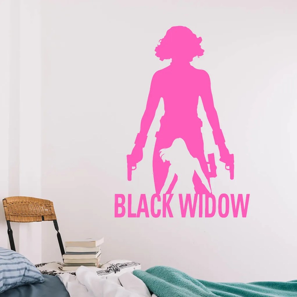 Veselá Stena Samolepka Black Widow silueta Farba: červená, Veľkosť: 80 x 56 cm