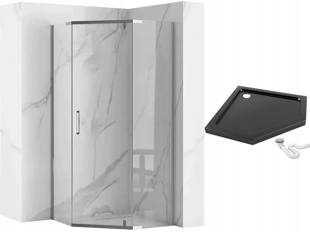 Rea Axin, sprchovací kút 90x90x195 cm + biela sprchová vanička Diamond, KPL-K8779