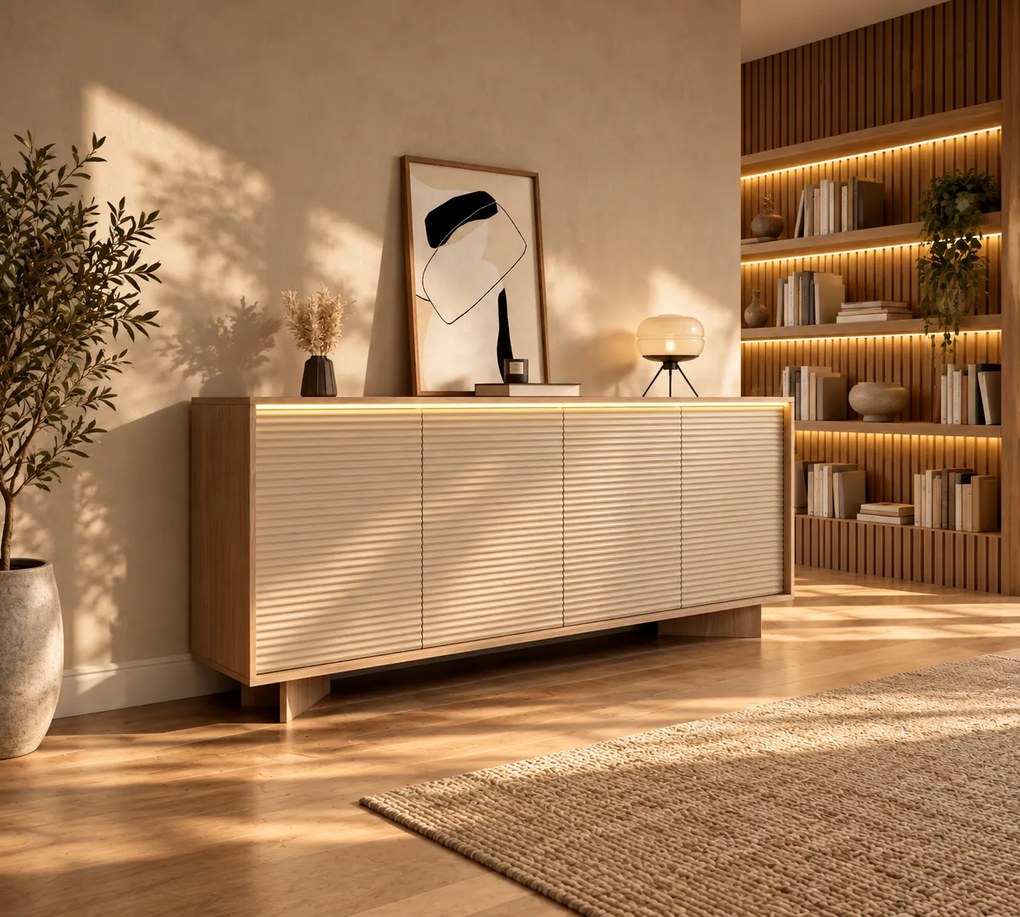 KOMODA GALLIANO DUB BOLIVAR + CAPPUCCINO LED 204 cm