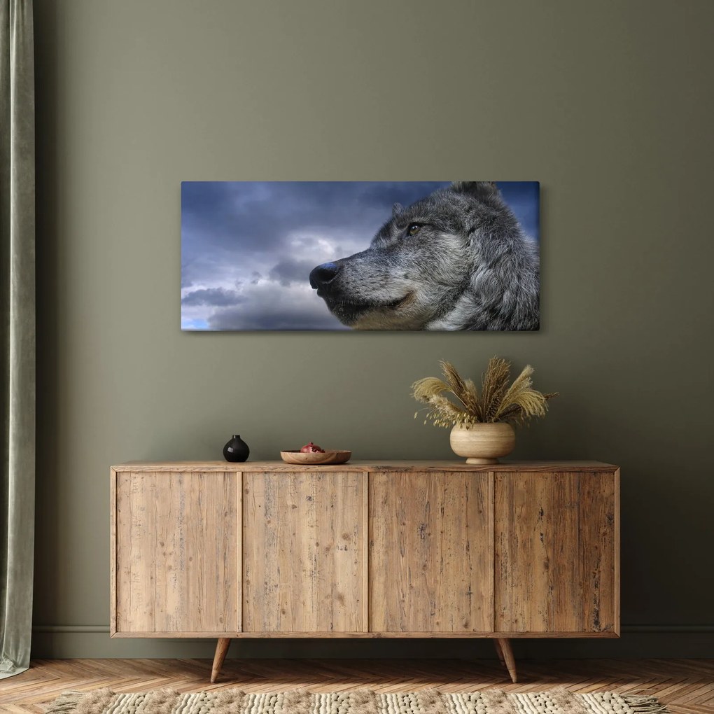 Obraz - Vlčia hlava (120x50 cm)
