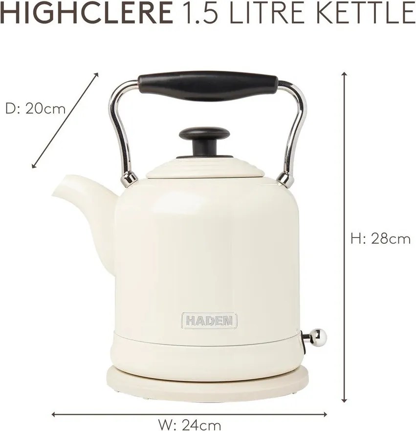 Krémovobiela rýchlovarná kanvica z nehrdzavejúcej ocele 1,5 l Highclere – Haden