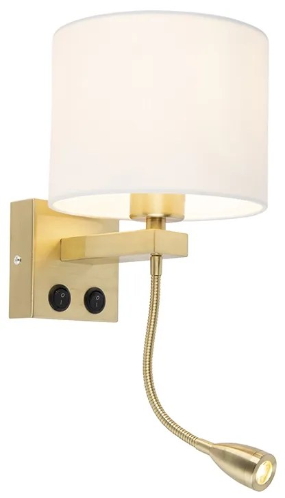Art Deco nástenná lampa zlatá s bielym tienidlom - Brescia