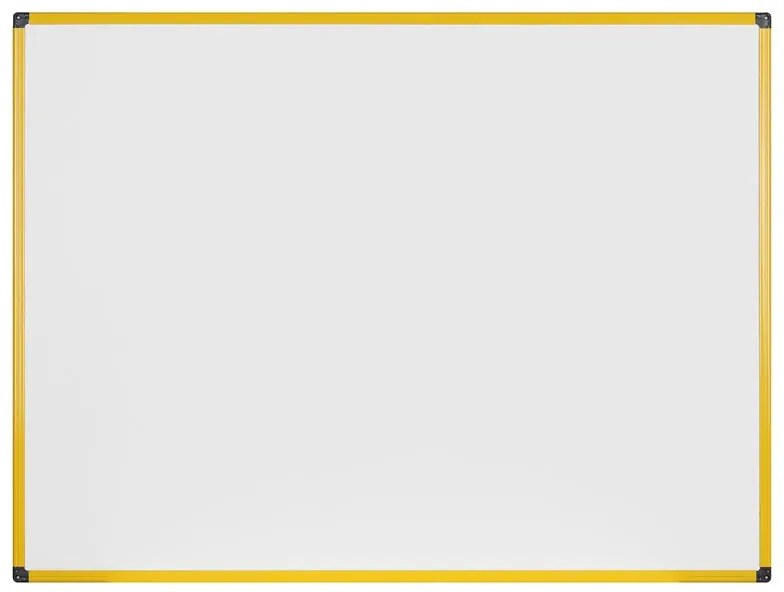 Bi-Office Biela popisovacia tabuľa na stenu, magnetická, žltý rám, 900 x 600 mm