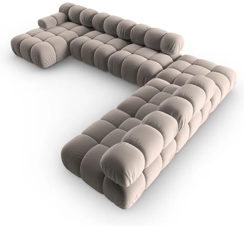 Svetlohnedá zamatová modulárna rohová pohovka (pravý roh/do tvaru "U") Bellis – Micadoni