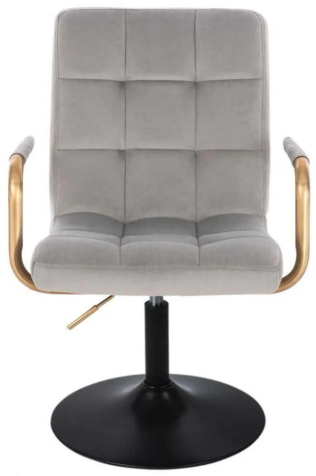 LuxuryForm DESIGN Otočná stolička VERONA GOLD VELUR na čiernom tanieri - svetlo šedá