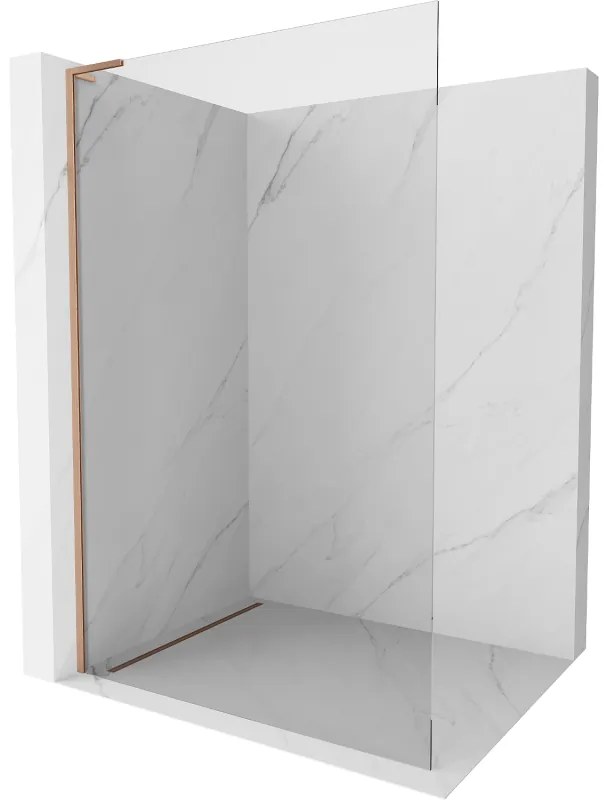 Mexen Kioto L, sprchová zástena Walk-In 80 x 200 cm, 8mm číre sklo, medený matný profil, 800-080-103-65-00