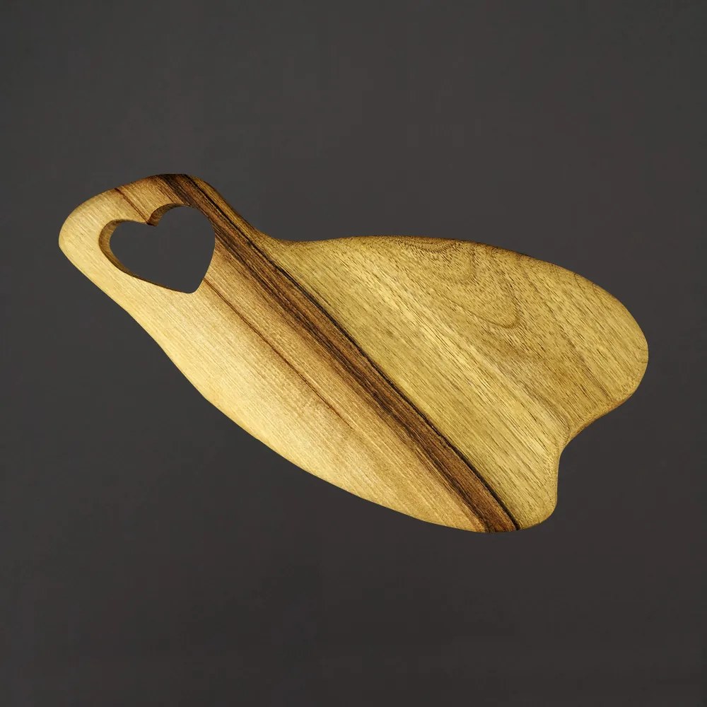 AMADEA Drevená doska srdce, masívne drevo, 28 x 14 cm, český výrobok