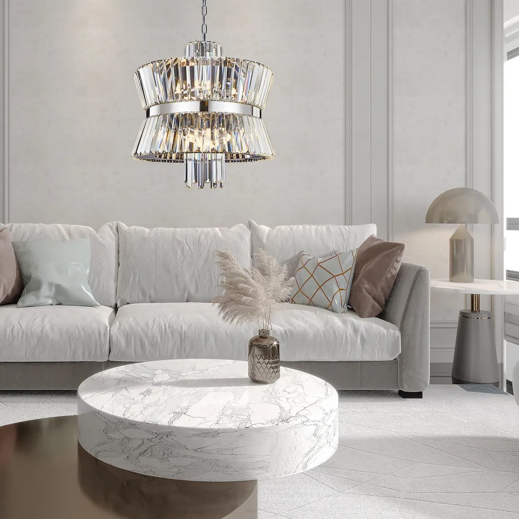 Luster Aurelia, 1x krištáľové/chrómové kovové tienidlo, (fi 54cm), ch