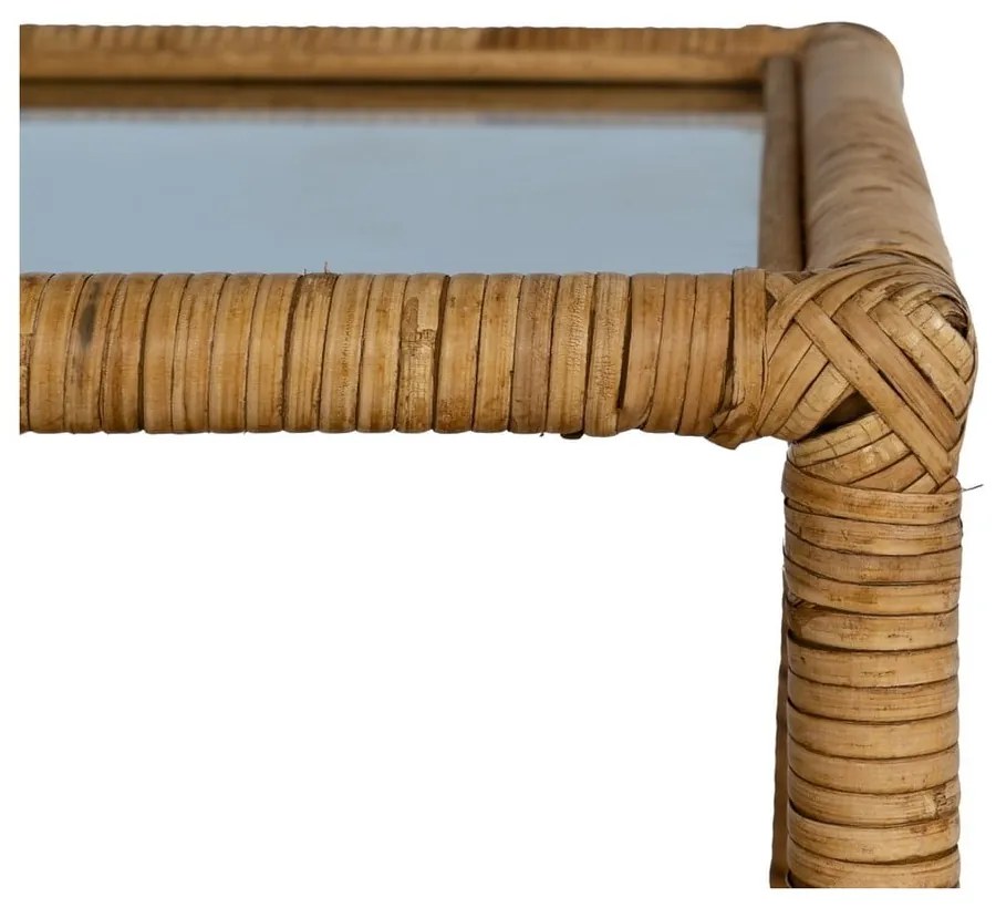 Konferenčný stolík so sklenenou doskou v prírodnej farbe 40x90 cm – Ixia