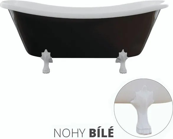 Besco Voľne stojaca vaňa zo sanitárneho kompozitu Amelia BW 190x77 bez prepadu BESCO-Typ výpuste: Click-Clack bez prepadu, zlatá, BESCO-Nôžky: Biela