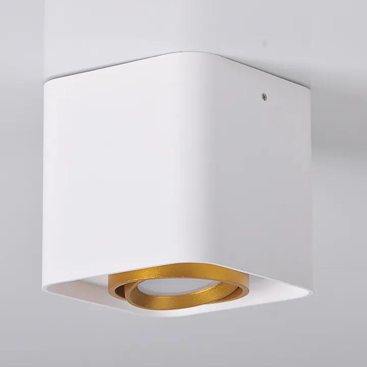 PLX Stropné bodové osvetlenie SAN JOSÉ, 1xGU10, 50W, 10x10cm, hranaté, bielozlaté
