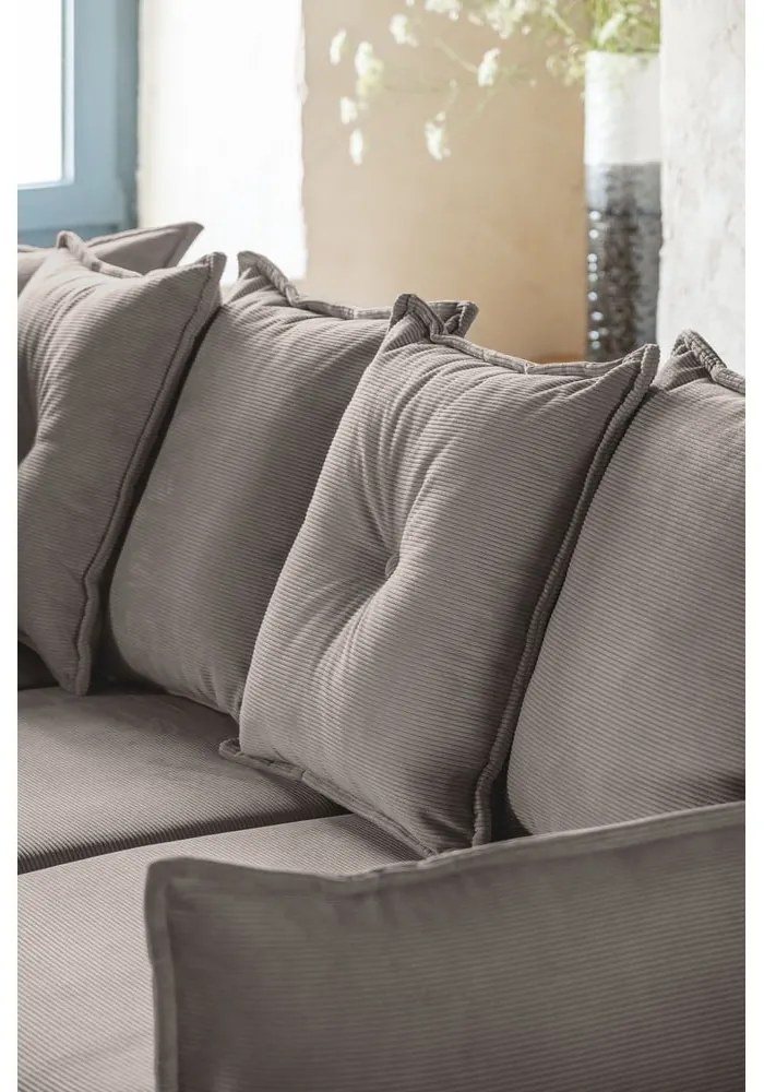 Svetlohnedá menčestrová rozkladacia rohová pohovka (ľavý roh/do "U") Lazy Lukka – Miuform