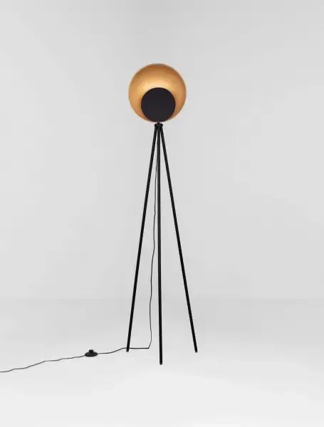 LED čierno-zlatá stojaca lampa Kitro