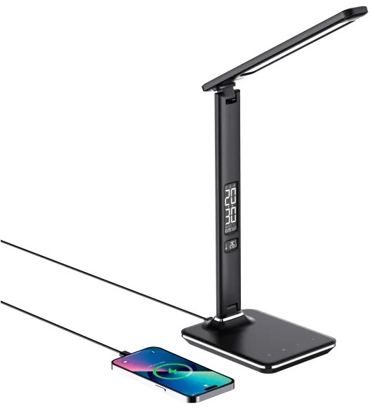 Immax 08965L-LED Stmievateľná lampa s bezdr. nabíjaním KINGFISHER 8,5W/230V čierna