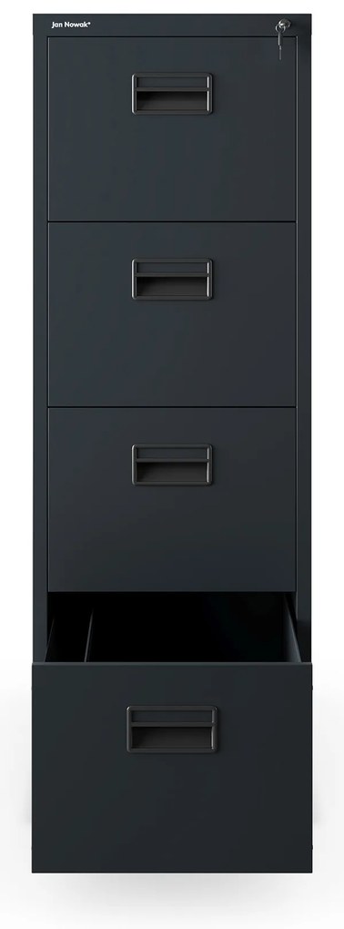 Kovová kartotéka, 4 zásuvky SARA V4, 460 x 1320 x 620 mm, antracitová