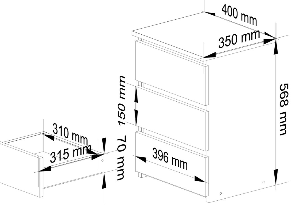 Nočný stolík Contragolpe (jelša). Akcia -23%. Vlastná spoľahlivá doprava až k Vám domov. 1117461