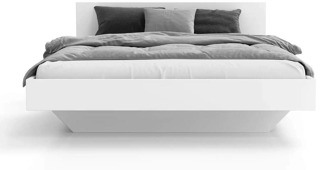 Levitujúca posteľ 120x200 vyrobená z bielej nábytkovej dosky DM2