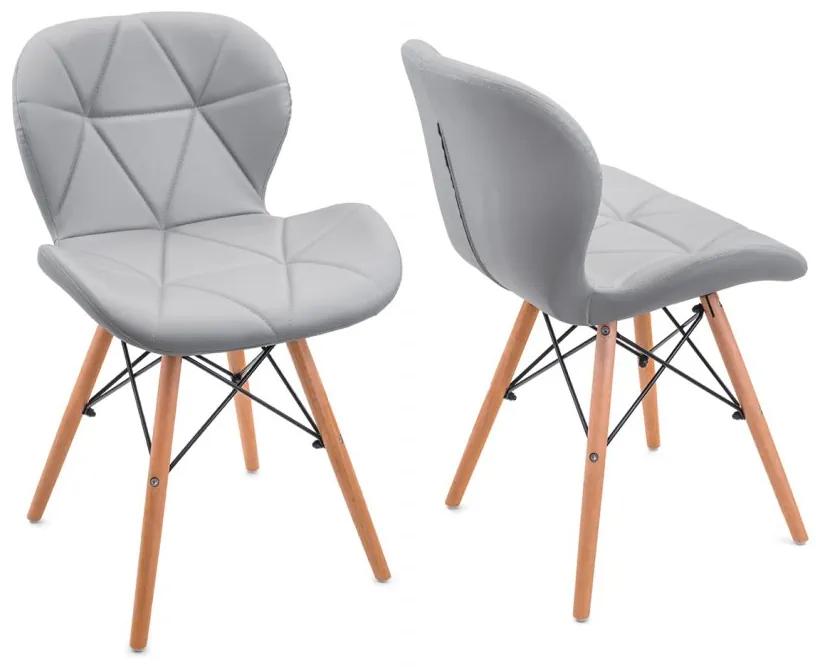 Jedálenská kožená stolička svetlo sivá