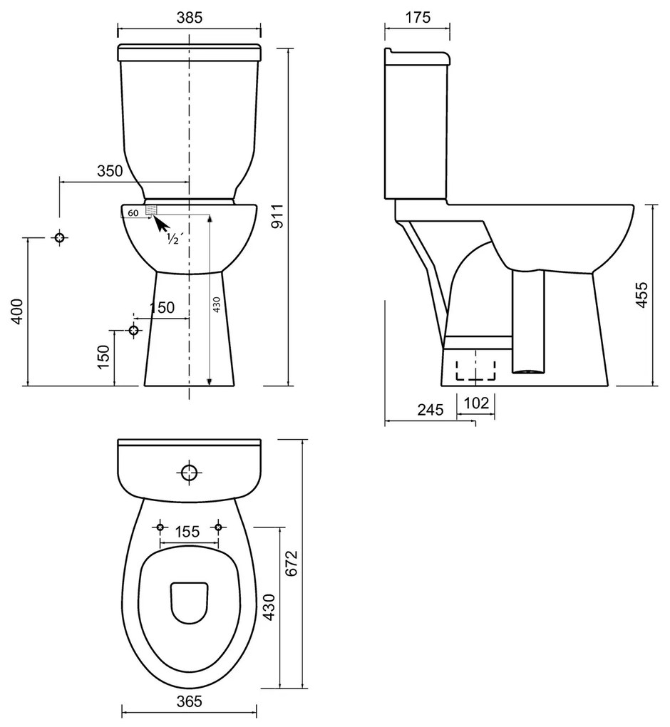 Sapho Sapho, HANDICAP misa WC, spodný odpad, biela, BD305