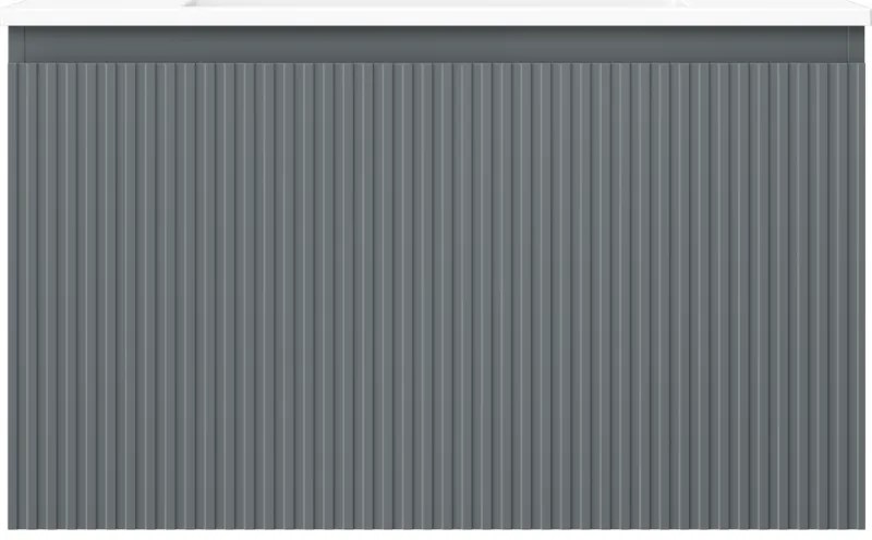 Mexen Rivel, kúpeľňová skrinka 80 cm s umývadlom Otis, 1 zásuvka, drážkovaná, grafitová matná/biela matná, 91A20-08047-1-BF66-W18M01