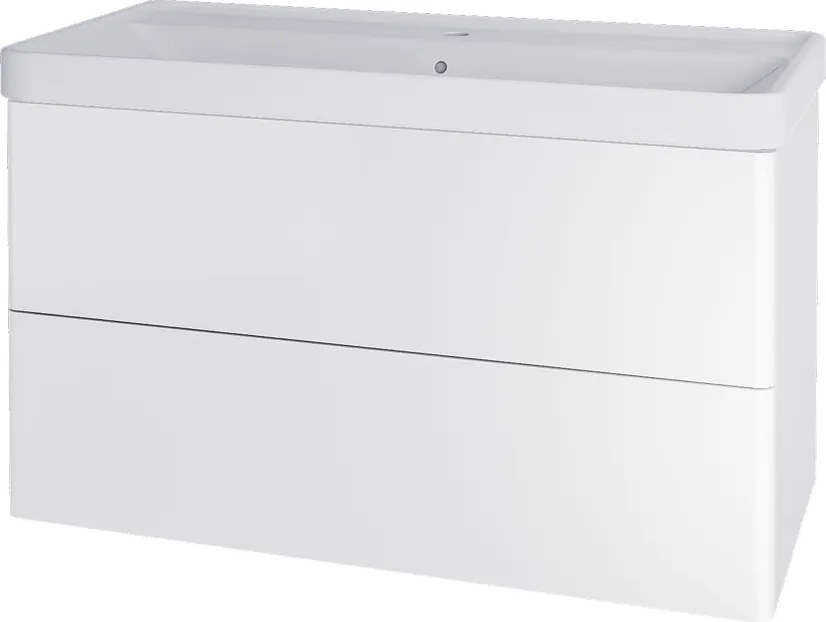 Mereo Siena, kúpeľňová skrinka s keramickým umývadlom 101 cm, biela lesk, MER-CN4121