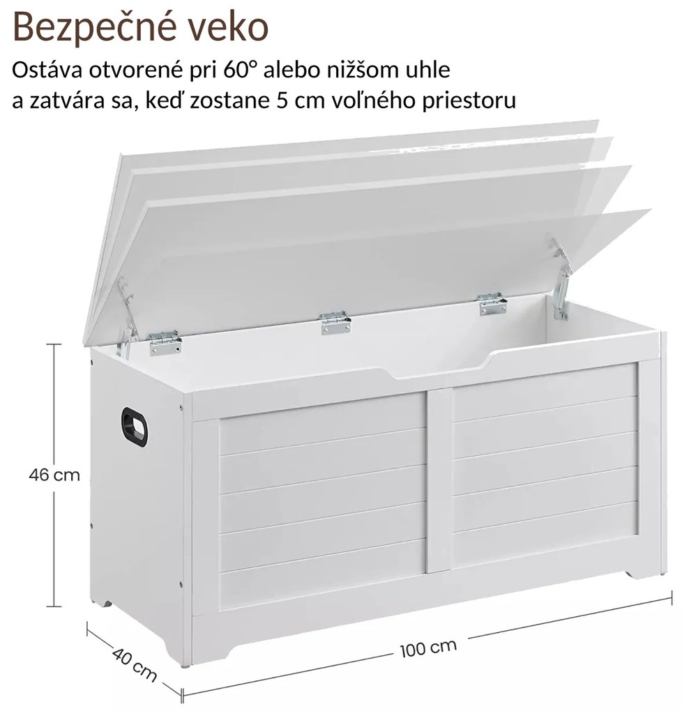 Truhlica na sedenie  TANJA, 100x40x46cm, biela Vasagle