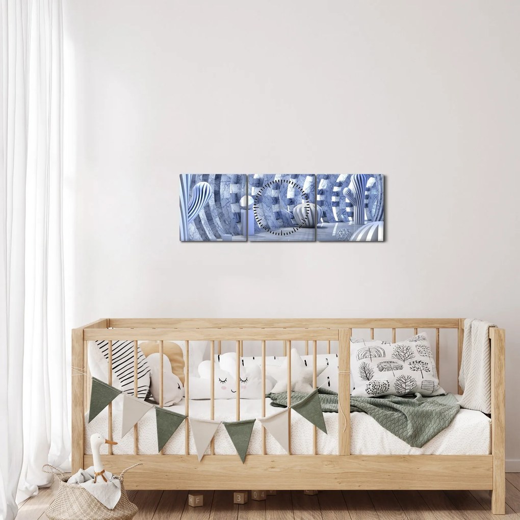 Obraz - 3D abstrakcia (s hodinami) (90x30 cm)