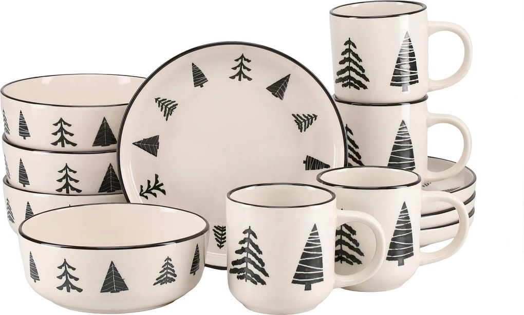 XXXLutz RAŇAJKOVÁ SÚPRAVA Nordic Christmas Black 12-dielne Creatable - Jedálenské sety - 007768082802