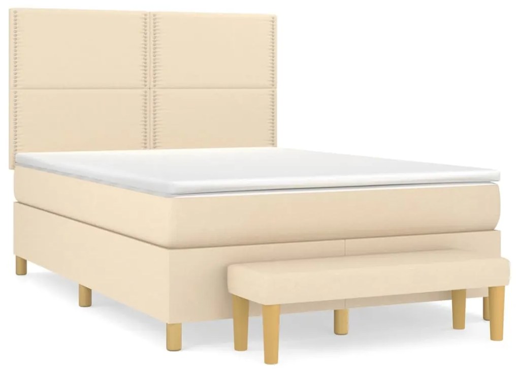 Posteľný rám boxspring s matracom krémový 140x200 cm látka